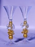 A Matched Pair of William Gudenrath Dragon Stem Goblets