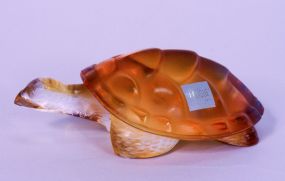 Lalique Crystal Amber Turtle Figure