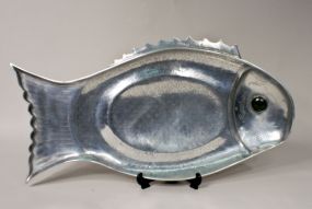 1975 Arthur Court Large Aluminum Fish Tray w/ Jadestone Eye