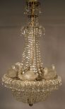 Rare Silver and Crystal German Chandelier with Swan Globes