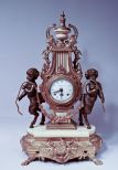 Large Imperial Marble & Gilt Bronze Mantle Clock w/ Satyr Mounts