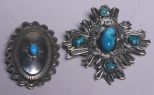 Navajo Turquoise & Sterling Pendant and Brooch