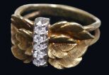 Ladies Gold Ring w/ 5 Diamonds