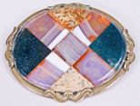 Victorian Pietra Dura Mosaic Stone Brooch