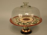 Hand Painted Porcelain Cake Stand with Dome, Artist Signed