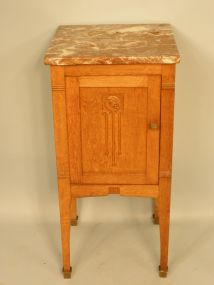 Oak marble top bedside table