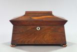 Attractive William IV Rosewood Triple-Compartment Tea Box