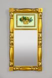 Good American Classical Giltwood and Eglomise Vertical Oblong Looking Glass