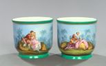 Pair of Franco-Bohemian Polychromed Porcelain Cachepots