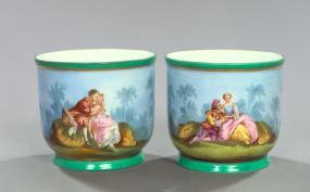 Pair of Franco-Bohemian Polychromed Porcelain Cachepots