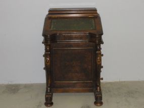 English Victorian-Style Burl Walnut Davenport Desk