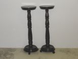 Pair of Turned Mahogany Pedestals