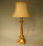 Continental Cast and Gilded Plaster Columnar Table Lamp
