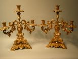 Pair of Bronze Candelabras