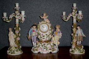 Fine Dresden Clock Set