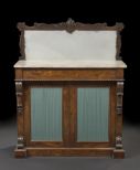 Early Victorian Rosewood and Marble-Top Parlor Cabinet