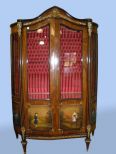 French Curio Bronze Mounted Hand Painted China Cabinet