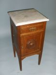 Oak and Marble Commode or Bedside table