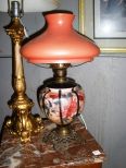 Hand Painted Lamp with Glass Mellon Shade