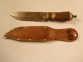 German Bowie Knife in Leather Sleeve