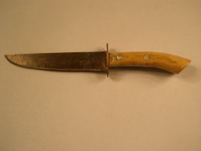 Bowie Knife with Curved Wooden Handle