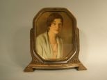 Art Deco Desk Frame with Picture of Lady