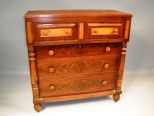 Flame Mahogany and Maple Bonnet Chest