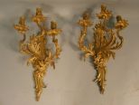 Pair of Bronze Wall Sconces of Rococo Design