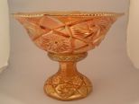 Marigold Carnival Glass Punch Bowl