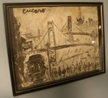 American School Pascal Cucaro (1915-2004) Painting of San Francisco, signed Cucaro