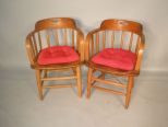 Pair of Heavy Oak Club Chairs