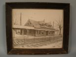 Sketch of Swarthmore Station signed Jane Curtis