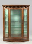 American Late Victorian Quarter-Sawn Oak Curved Glass China Closet