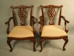 Set of 2 Chippendale Style Arm Chairs