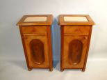 Matching Pair of French Marble Top Side Tables