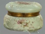 Large, Rare Gilt-Brass-Mounted Wave Crest Glass Jewel Casket