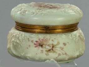 Large, Rare Gilt-Brass-Mounted Wave Crest Glass Jewel Casket