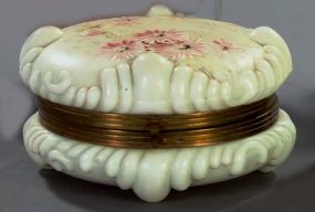 Large, Rare Gilt-Brass-Mounted Wave Crest Glass 
