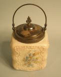 Silverplate-Mounted and -Covered Wave Crest Opal Glass Cracker Jar