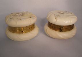 Two Wave Crest Glass Dresser Boxes