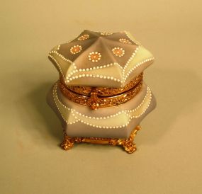 Good Gilt-Brass-Mounted Nakara Glass Hexagonal Footed Dresser Box