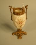 Gilt-Brass-Mounted Wave Crest Opal Glass Cabinet Vase