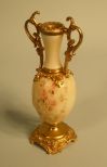 Gilt-Brass-Mounted Wave Crest Opal Glass Cabinet Vase