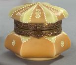 Gilt-Brass-Mounted Nakara Glass Hexagonal Dresser Box