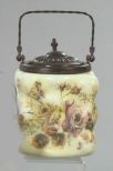 Bronzed Britannia Metal-Mounted Puffy Wave Crest Glass Cracker Jar