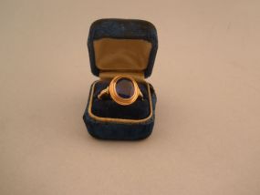 Antique Blue Sapphire Ring in Gold Setting