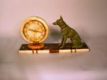 Art Deco Marble Clock with German Sheppard Dog