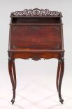 Fine and Petite French Rosewood and Tiger Maple Slant-Lid Desk