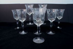 Set of Etched Stemware Water Glasses