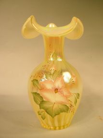 Fenton Opalescent Yellow Vase.